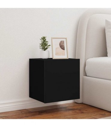 vidaXL TV Wall Cabinets with LED Lights 2 pcs Black 40.5x35x40 cm — Size: 40.5 x 35 x 40 cm