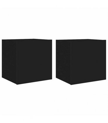 vidaXL TV Wall Cabinets with LED Lights 2 pcs Black 40.5x35x40 cm — Size: 40.5 x 35 x 40 cm