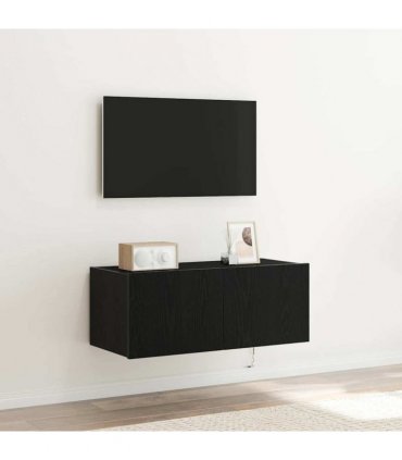 vidaXL TV Wall Cabinet Black Oak 80 x 35 x 31 cm Engineered Wood