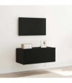 vidaXL TV Wall Cabinet Black Oak 80 x 35 x 31 cm Engineered Wood