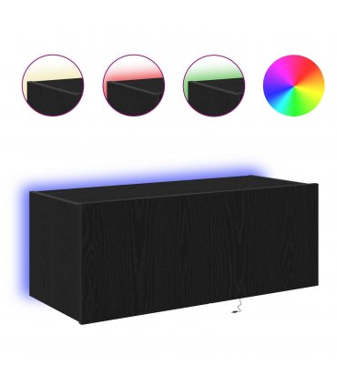 vidaXL TV Wall Cabinet Black Oak 80 x 35 x 31 cm Engineered Wood
