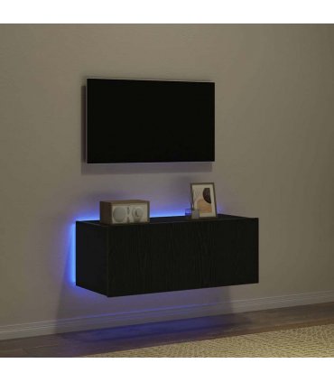 vidaXL TV Wall Cabinet Black Oak 80 x 35 x 31 cm Engineered Wood