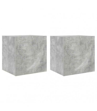 vidaXL TV Wall Cabinets with LED Lights 2 pcs Concrete Grey 40.5x35x40 cm — Size: 40.5 x 35 x 40 cm