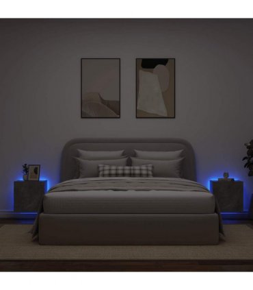 vidaXL TV Wall Cabinets with LED Lights 2 pcs Concrete Grey 40.5x35x40 cm — Size: 40.5 x 35 x 40 cm