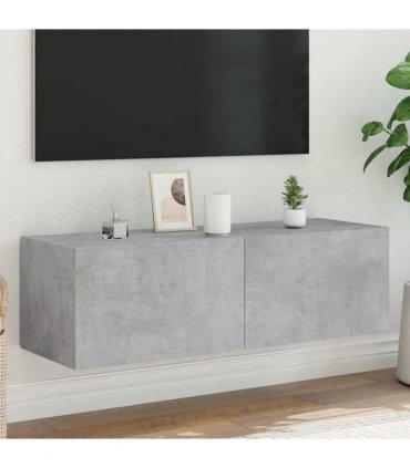 vidaXL TV Wall Cabinet with LED Lights Concrete Grey 100x35x31 cm — Size: 100 x 35 x 31 cm