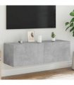 vidaXL TV Wall Cabinet with LED Lights Concrete Grey 100x35x31 cm — Size: 100 x 35 x 31 cm