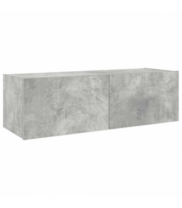 vidaXL TV Wall Cabinet with LED Lights Concrete Grey 100x35x31 cm — Size: 100 x 35 x 31 cm