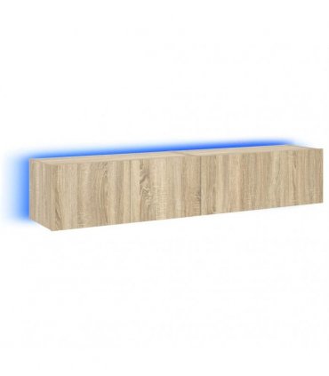 vidaXL TV Wall Cabinets with LED Lights 2 pcs Sonoma Oak 80x35x31 cm — Size: 80 x 35 x 31 cm