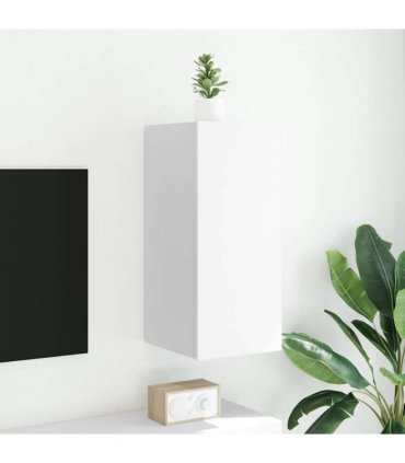 vidaXL TV Wall Cabinet with LED Lights White 30.5x35x70 cm — Size: 30.5 x 35 x 70 cm