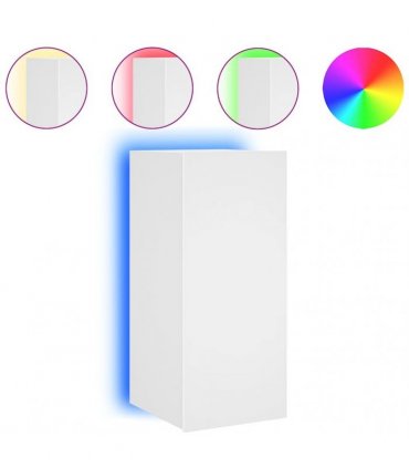 vidaXL TV Wall Cabinet with LED Lights White 30.5x35x70 cm — Size: 30.5 x 35 x 70 cm