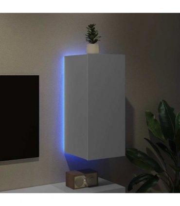 vidaXL TV Wall Cabinet with LED Lights White 30.5x35x70 cm — Size: 30.5 x 35 x 70 cm