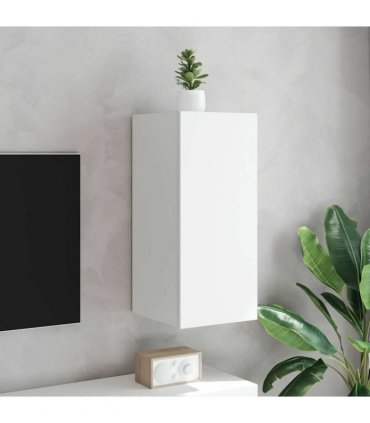 vidaXL TV Wall Cabinet with LED Lights White 30.5x35x70 cm — Size: 30.5 x 35 x 70 cm