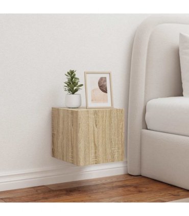 vidaXL TV Wall Cabinets with LED Lights 2 pcs Sonoma Oak 30.5x35x30 cm — Size: 30.5 x 35 x 30 cm