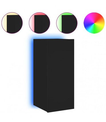 vidaXL TV Wall Cabinet with LED Lights Black 30.5x35x70 cm — Size: 30.5 x 35 x 70 cm