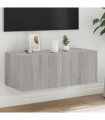 vidaXL TV Wall Cabinet with LED Lights Grey Sonoma 80x35x31 cm — Size: 80 x 35 x 31 cm
