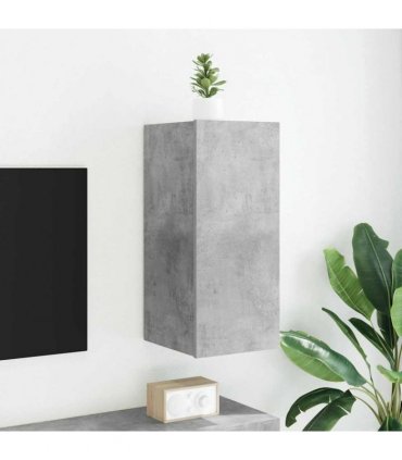 vidaXL TV Wall Cabinet with LED Lights Concrete Grey 30.5x35x70 cm — Size: 30.5 x 35 x 70 cm