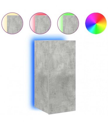 vidaXL TV Wall Cabinet with LED Lights Concrete Grey 30.5x35x70 cm — Size: 30.5 x 35 x 70 cm