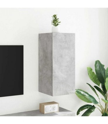 vidaXL TV Wall Cabinet with LED Lights Concrete Grey 30.5x35x70 cm — Size: 30.5 x 35 x 70 cm
