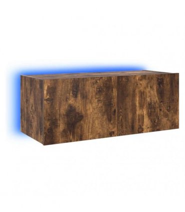 vidaXL TV Wall Cabinet with LED Lights Smoked Oak 80x35x31 cm — Size: 80 x 35 x 31 cm