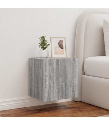 vidaXL TV Wall Cabinets with LED Lights 2 pcs Grey Sonoma 40.5x35x40 cm — Size: 40.5 x 35 x 40 cm