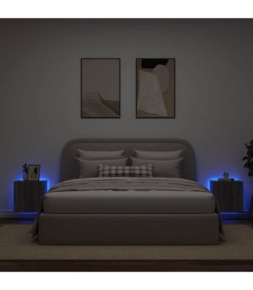 vidaXL TV Wall Cabinets with LED Lights 2 pcs Grey Sonoma 40.5x35x40 cm — Size: 40.5 x 35 x 40 cm