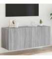 vidaXL TV Wall Cabinet with LED Lights Grey Sonoma 100x35x41 cm — Size: 100 x 35 x 41 cm