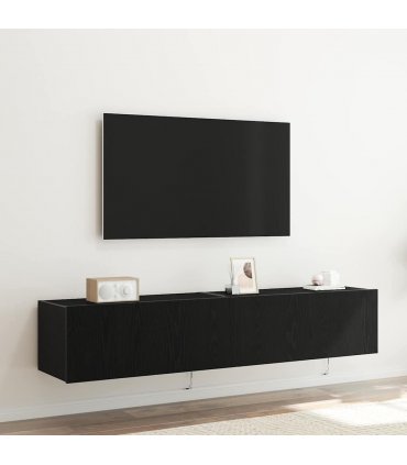 vidaXL TV Wall Cabinet 2 pcs Black Oak 80 x 35 x 31 cm Engineered Wood