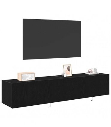 vidaXL TV Wall Cabinet 2 pcs Black Oak 80 x 35 x 31 cm Engineered Wood