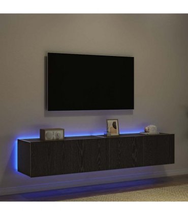 vidaXL TV Wall Cabinet 2 pcs Black Oak 80 x 35 x 31 cm Engineered Wood