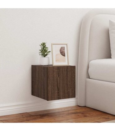 vidaXL TV Wall Cabinets with LED Lights 2 pcs Brown Oak 30.5x35x30 cm — Size: 30.5 x 35 x 30 cm