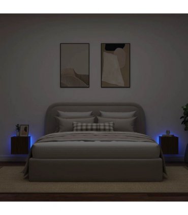 vidaXL TV Wall Cabinets with LED Lights 2 pcs Brown Oak 30.5x35x30 cm — Size: 30.5 x 35 x 30 cm
