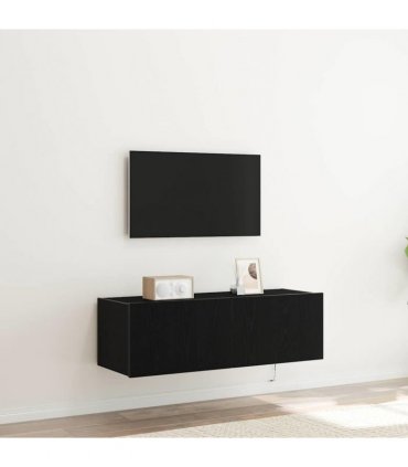 vidaXL TV Wall Cabinet Wall-mounted 2 pcs Black Oak 100 x 35 x 31 cm