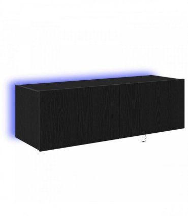 vidaXL TV Wall Cabinet Wall-mounted 2 pcs Black Oak 100 x 35 x 31 cm