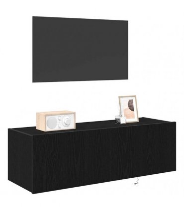 vidaXL TV Wall Cabinet Wall-mounted 2 pcs Black Oak 100 x 35 x 31 cm