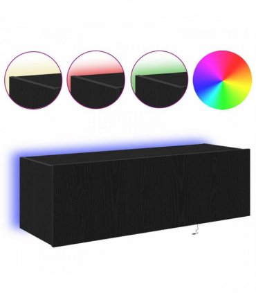 vidaXL TV Wall Cabinet Wall-mounted 2 pcs Black Oak 100 x 35 x 31 cm
