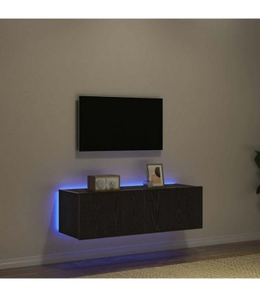 vidaXL TV Wall Cabinet Wall-mounted 2 pcs Black Oak 100 x 35 x 31 cm