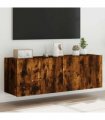 vidaXL TV Wall Cabinets with LED Lights 2 pcs Smoked Oak 60x35x41 cm — Size: 60 x 35 x 41 cm
