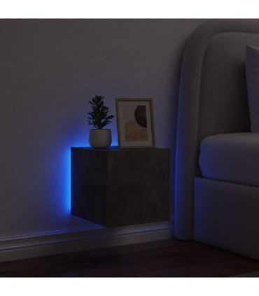 vidaXL TV Wall Cabinet with LED Lights Concrete Grey 30.5x35x30 cm — Size: 30.5 x 35 x 30 cm