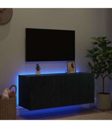 vidaXL TV Wall Cabinet Black Oak 100 x 35 x 41 cm Engineered Wood