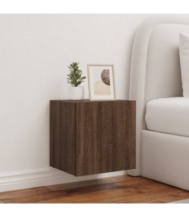 vidaXL TV Wall Cabinets with LED Lights 2 pcs Brown Oak 40.5x35x40 cm — Size: 40.5 x 35 x 40 cm