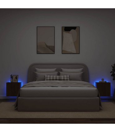 vidaXL TV Wall Cabinets with LED Lights 2 pcs Brown Oak 40.5x35x40 cm — Size: 40.5 x 35 x 40 cm