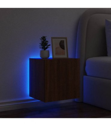 vidaXL TV Wall Cabinet with LED Lights Brown Oak 40.5x35x40 cm — Size: 40.5 x 35 x 40 cm