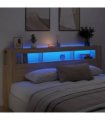 vidaXL LED Headboard Sonoma Oak 220x18.5x103.5 cm Engineered Wood