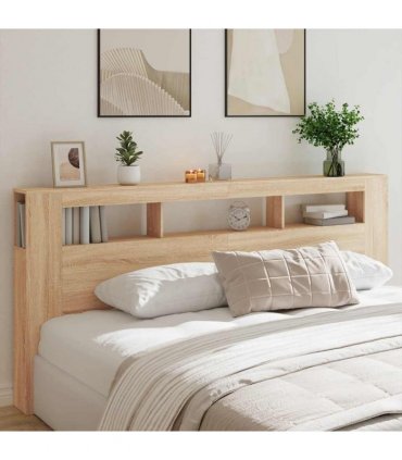 vidaXL LED Headboard Sonoma Oak 220x18.5x103.5 cm Engineered Wood