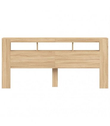 vidaXL LED Headboard Sonoma Oak 220x18.5x103.5 cm Engineered Wood