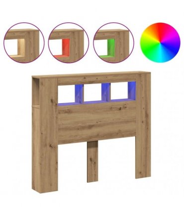 vidaXL LED Headboard Artisan Oak 120x18.5x103.5 cm Engineered Wood