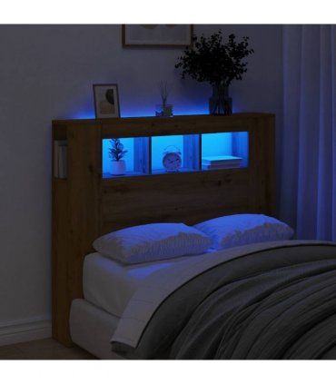 vidaXL LED Headboard Artisan Oak 120x18.5x103.5 cm Engineered Wood