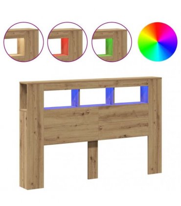 vidaXL LED Headboard Artisan Oak 160x18.5x103.5 cm Engineered Wood
