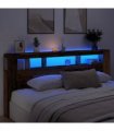 vidaXL LED Headboard Old Wood 220x18.5x103.5 cm Engineered Wood