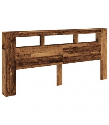 vidaXL LED Headboard Old Wood 220x18.5x103.5 cm Engineered Wood